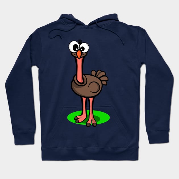 Cartoon Ostrich Hoodie by RG Illustration